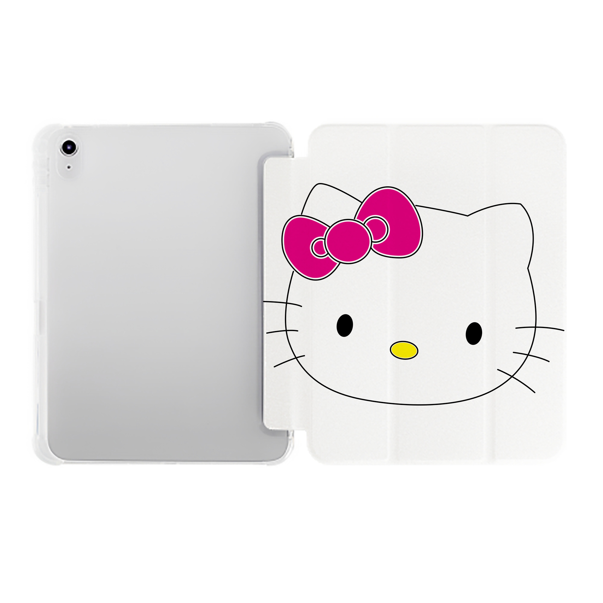 （画像用） Hello Kitty ハローキティ IPad ケース ペン収納付き 三つ折りスタンド PUレザー×シリコン 対応機種9.5/10.5/10.9インチ